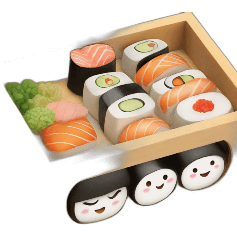 cute sushi bento wooden box emoji