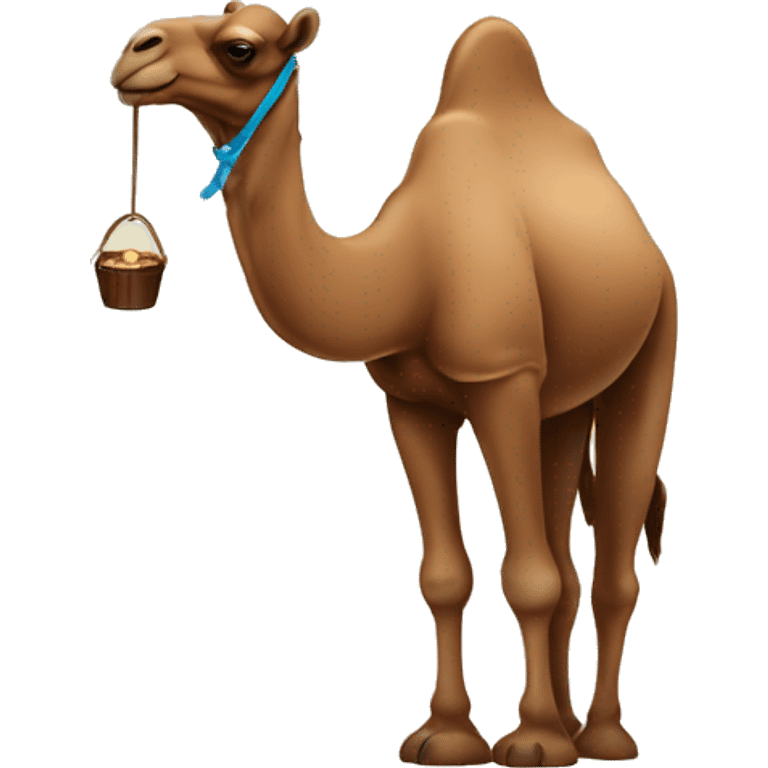 A camel holding a bar of chocolate  emoji