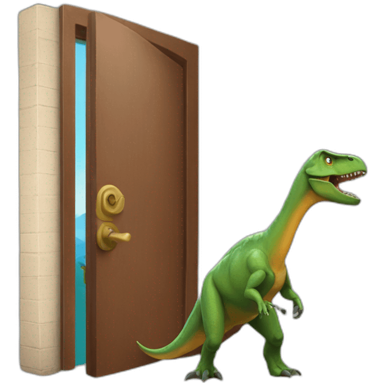 dinosaur with a door in his mourh emoji