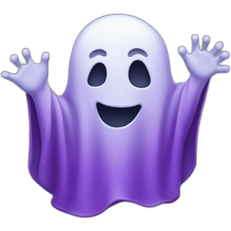 Purple ghost, hands-up emoji