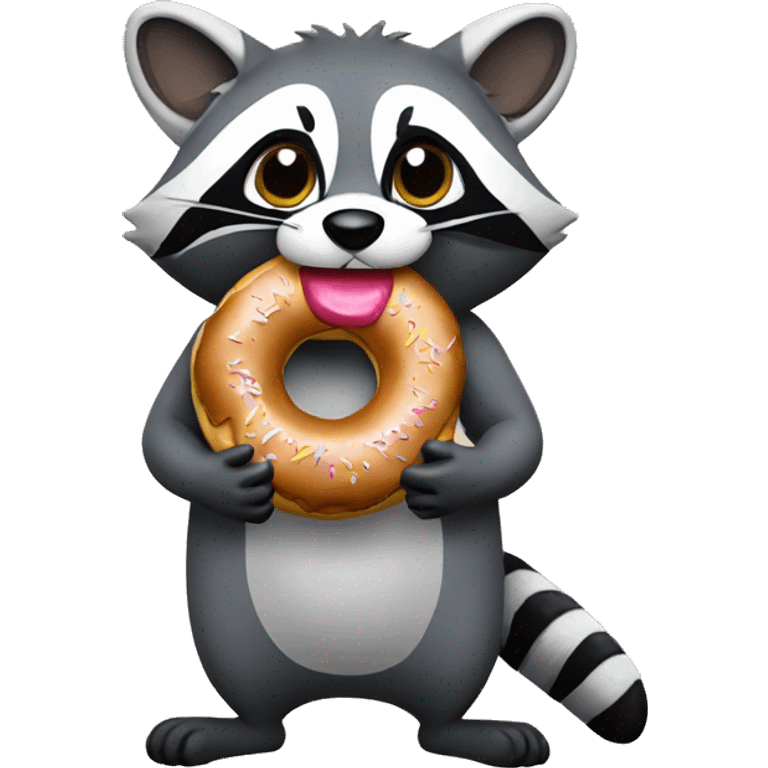 Raccoon eating donut emoji