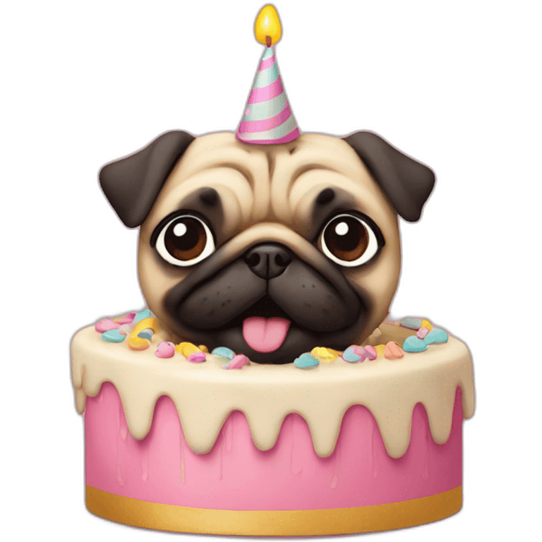 pug birthday cake emoji