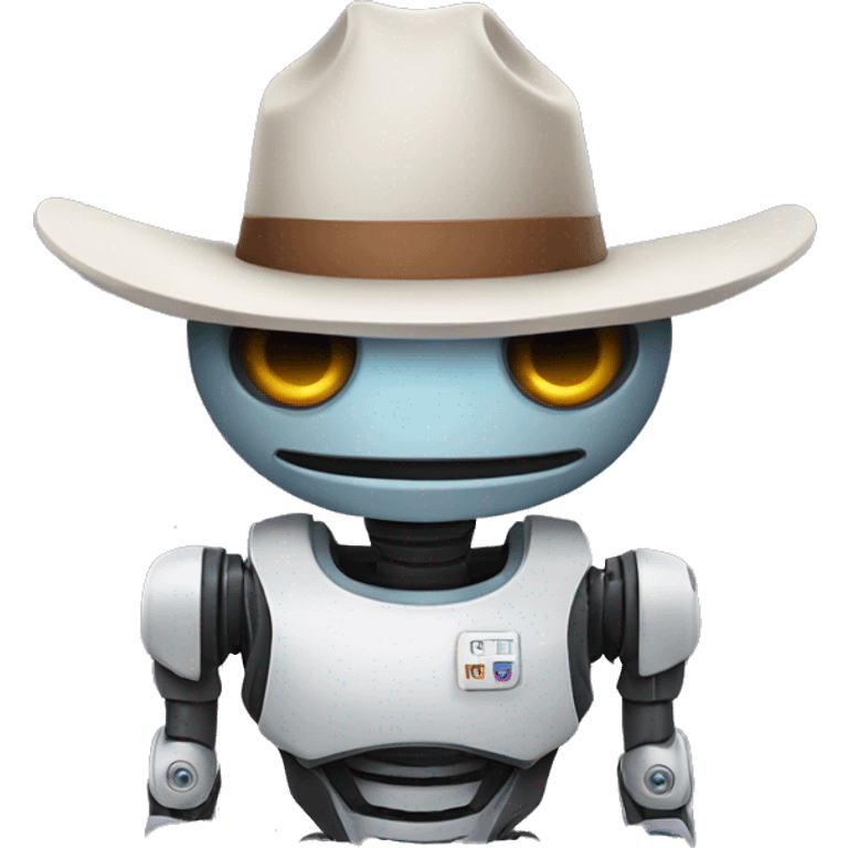 robot with a cowboy hat with next.web on its shirt emoji