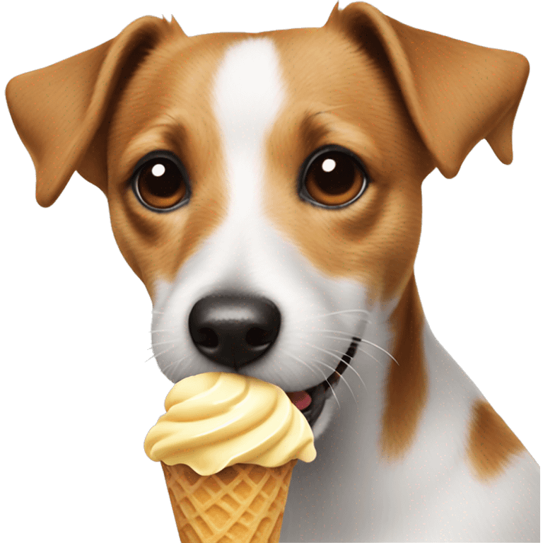 Jack russel terrior eating ice cream emoji