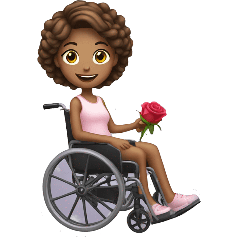 Girl in wheelchair with rose emoji