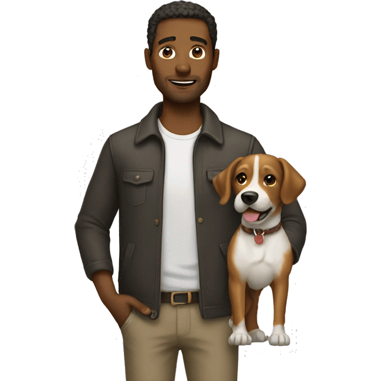 a man with a dog emoji