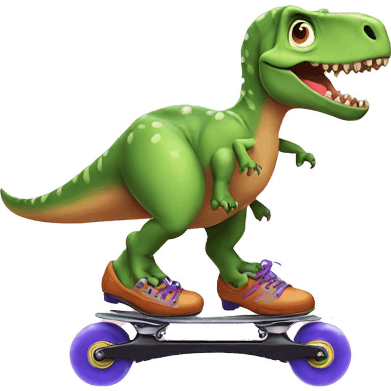 dinosaur rollerskating emoji