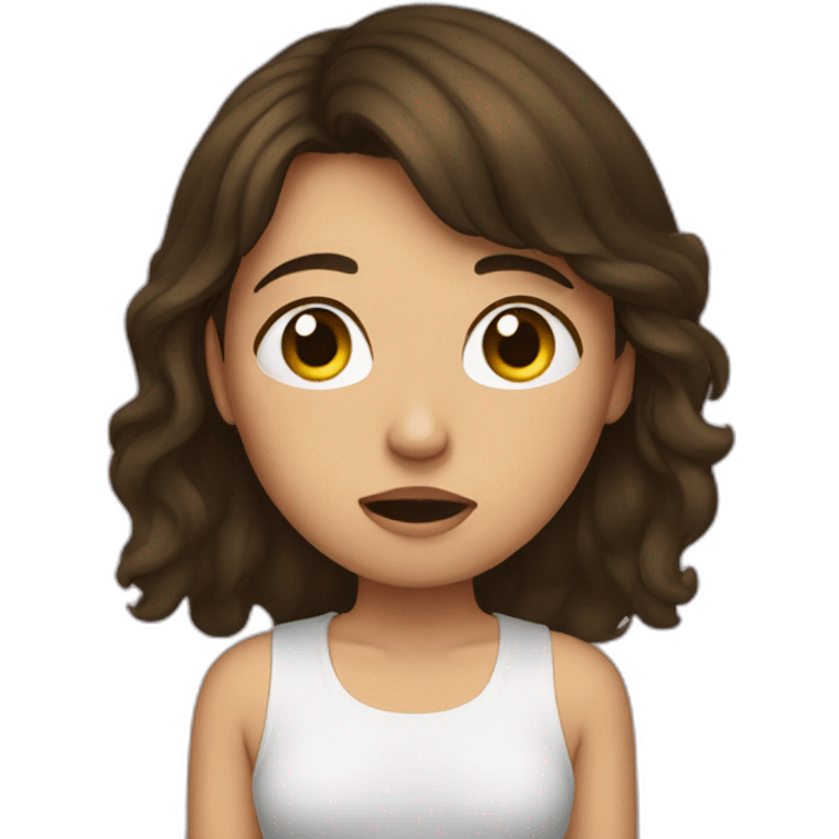 Brunette girl crying in closet emoji