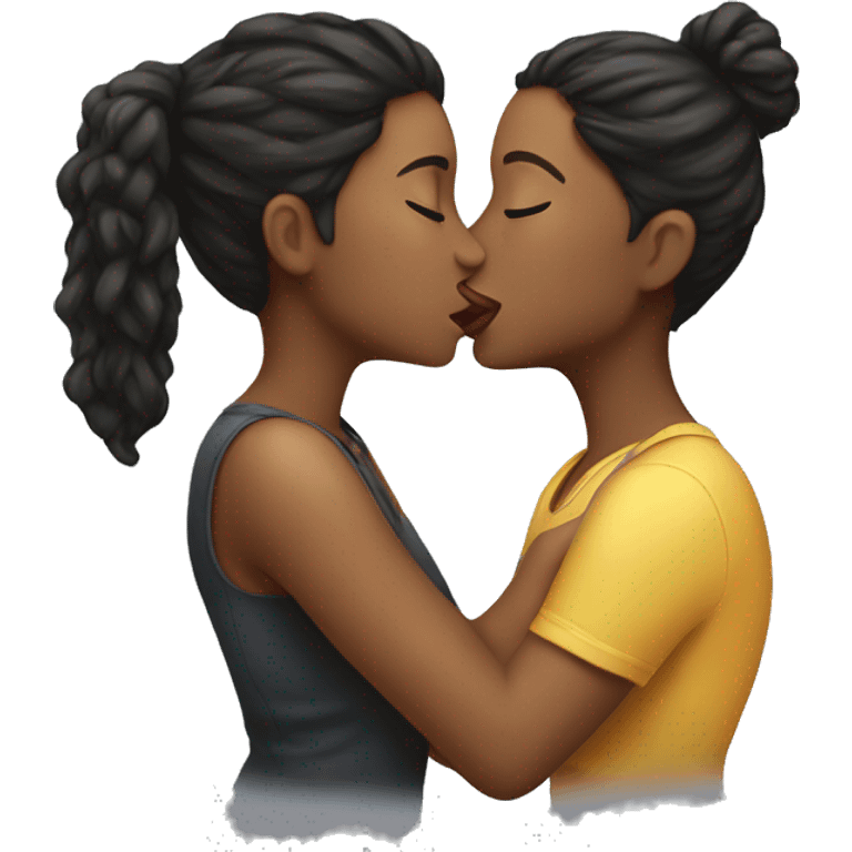 Two girls passionately kissing  emoji