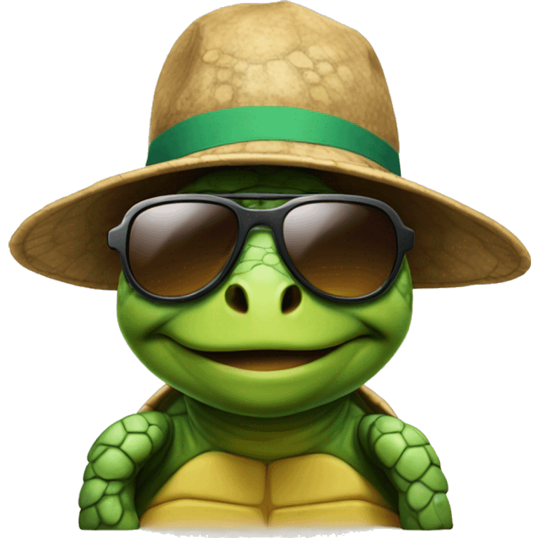 Turtle wearing a hat and sunglasses  emoji