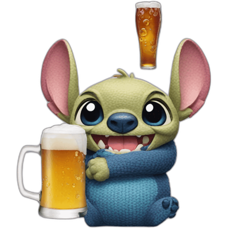 Stitch drinks beer emoji