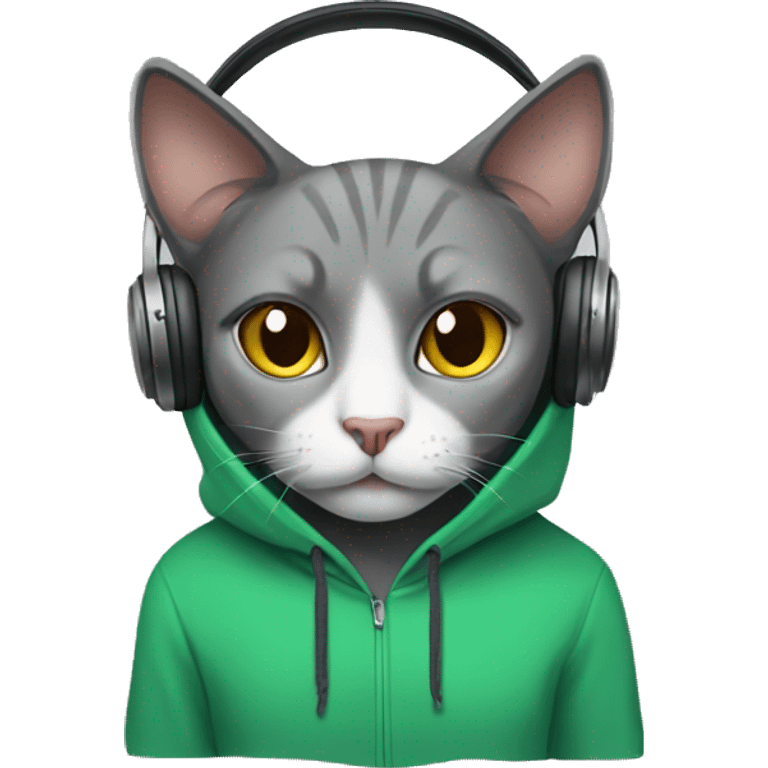 Cat wearing hoodies and headphones emoji