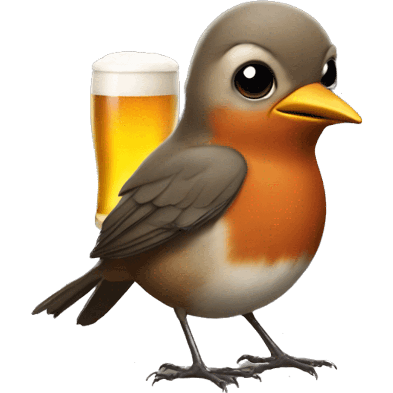 robin holding a beer emoji