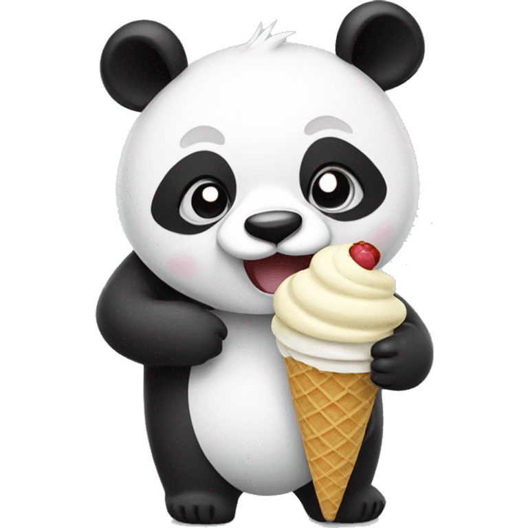 Panda eating ice cream emoji