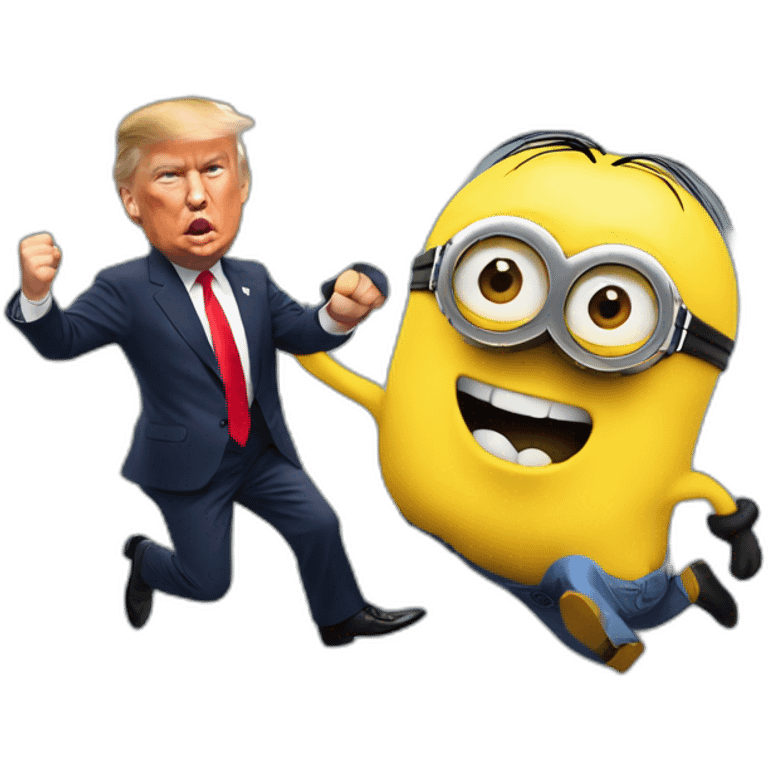 Minion kicking trump like a ball emoji