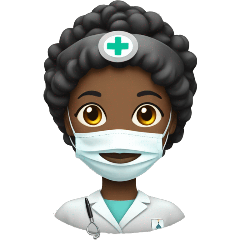 Black nurse with needle emoji