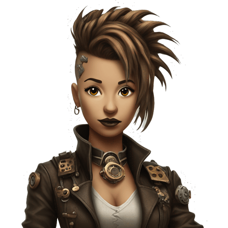 Photorealistic steampunk mohawk girl emoji