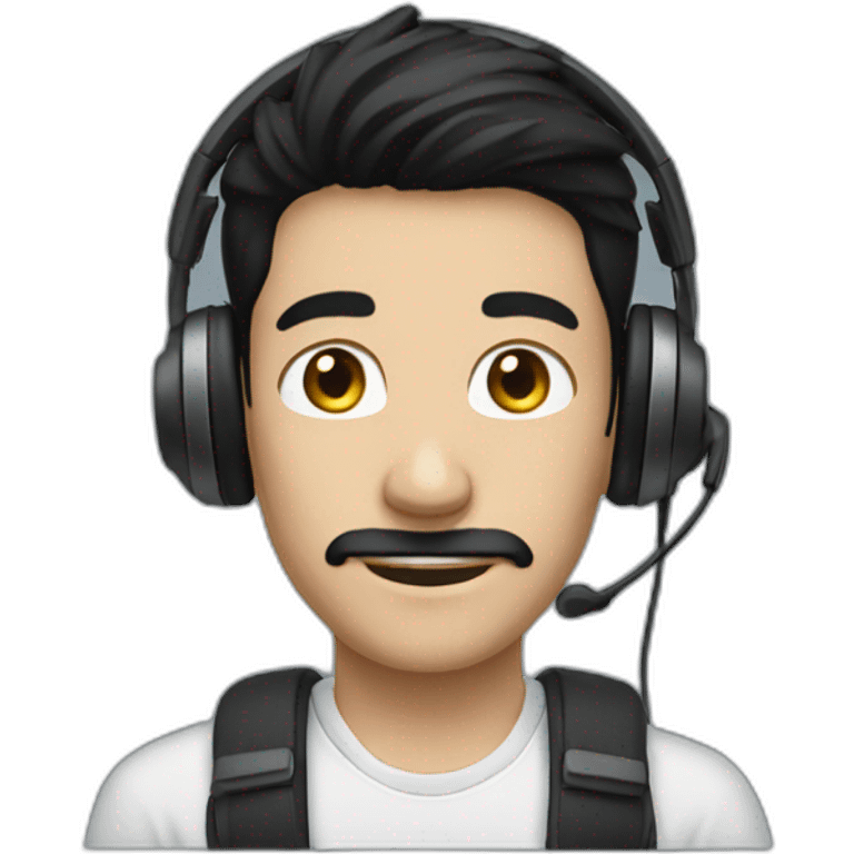 black hair - headphones - male emoji