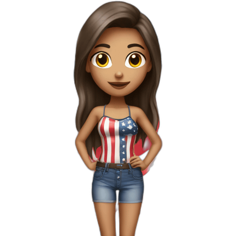 Sexy girl wearing only American flag emoji