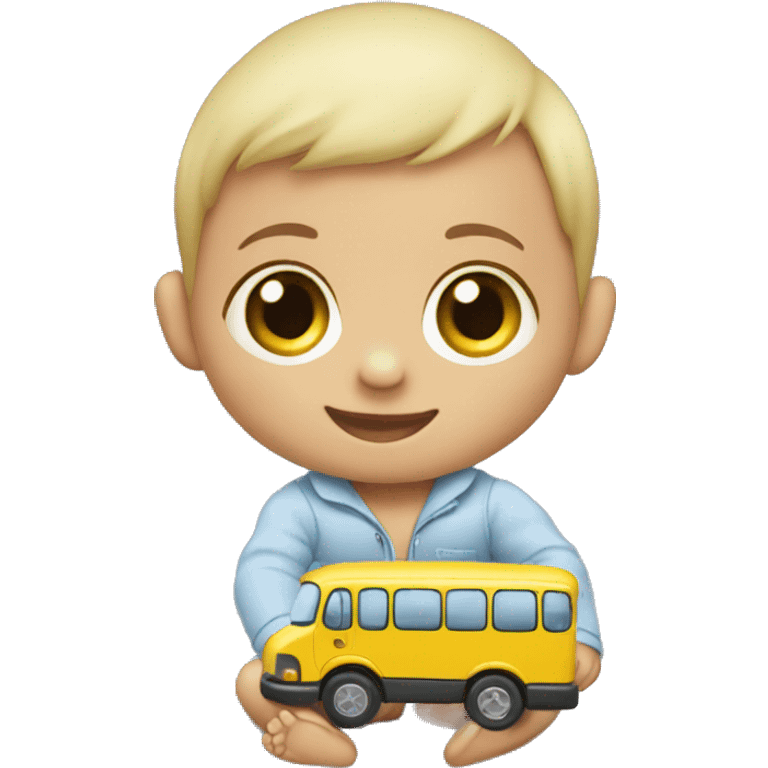 Baby playing with a toy bus emoji