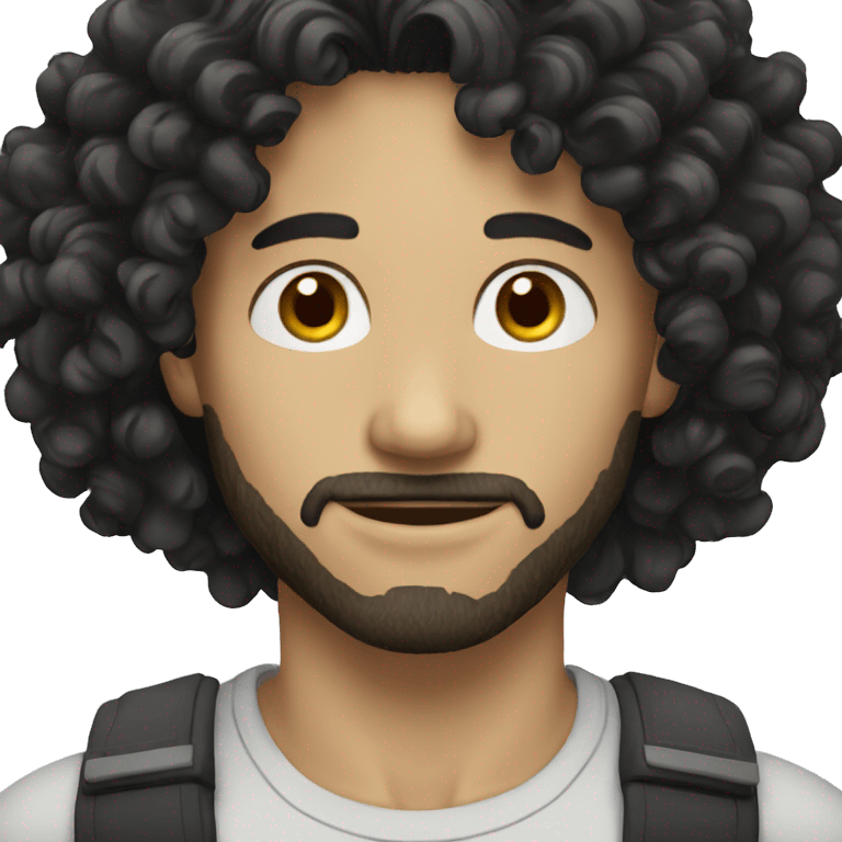 white skin man with long black curly hair  emoji