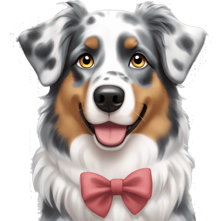 Blue Merle Australian Shepherd with bow emoji