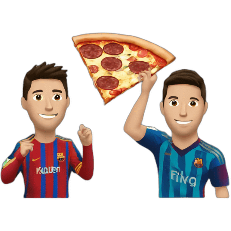 Ronaldo and messi eating pizza emoji