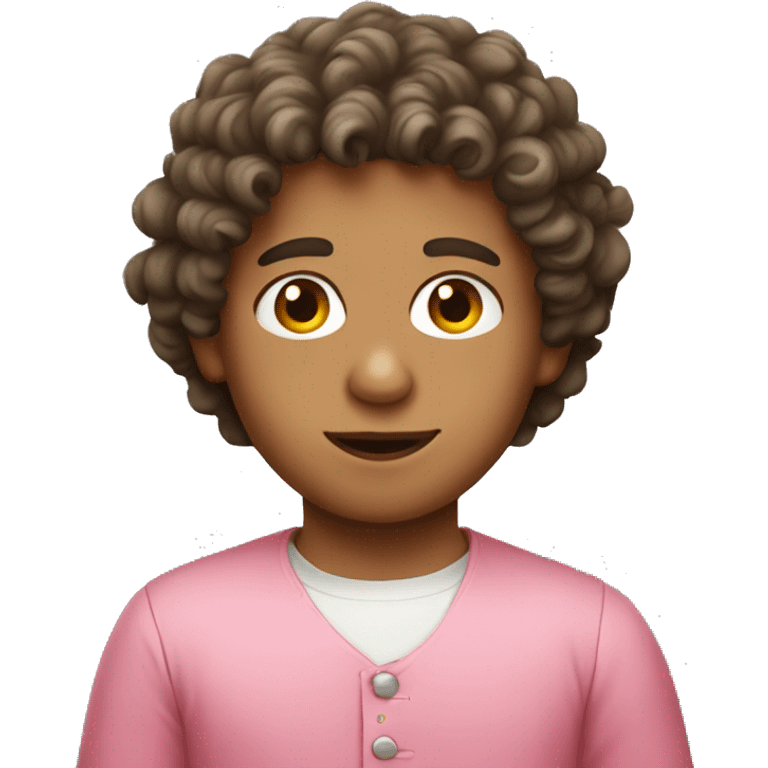 italian boy with curly hair wearing a pink dress emoji