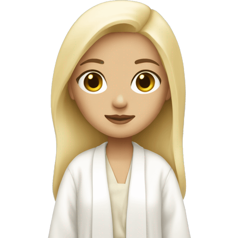 Blonde clean Girl wearing a white robe emoji