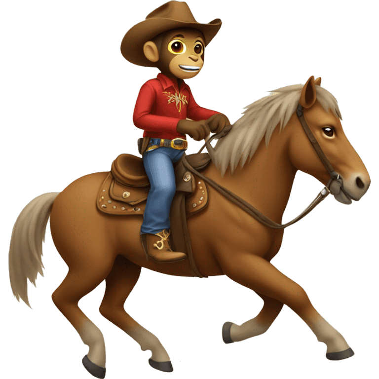 monkey wearing cowboy cat riding horse emoji