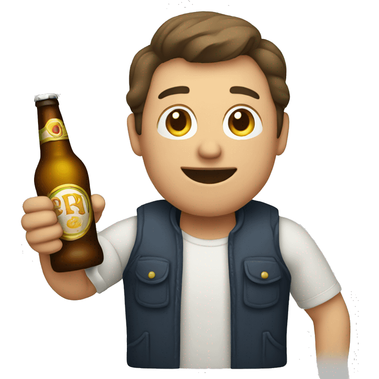 a man holding a beer bottle emoji