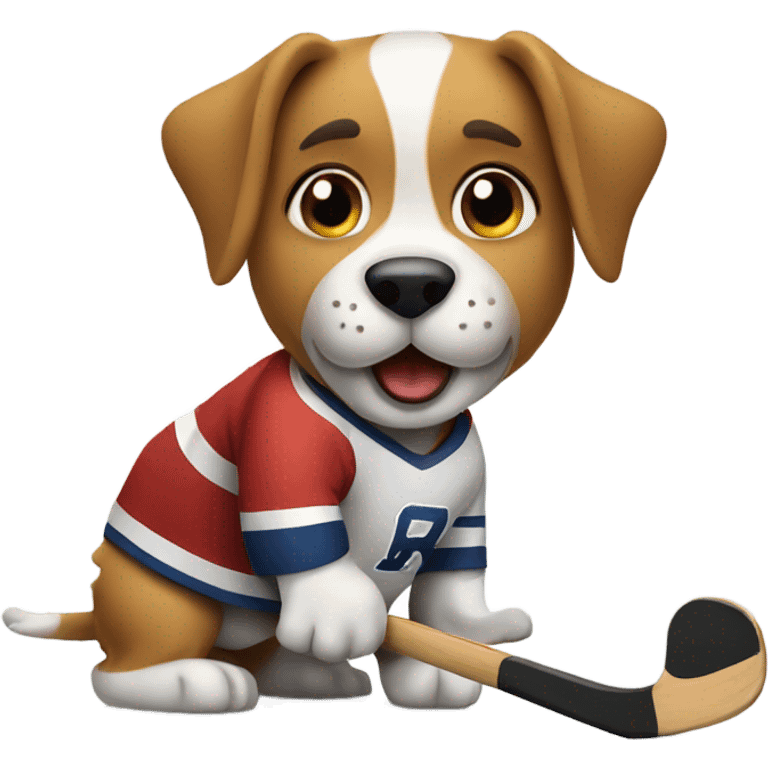 dog playing hockey emoji