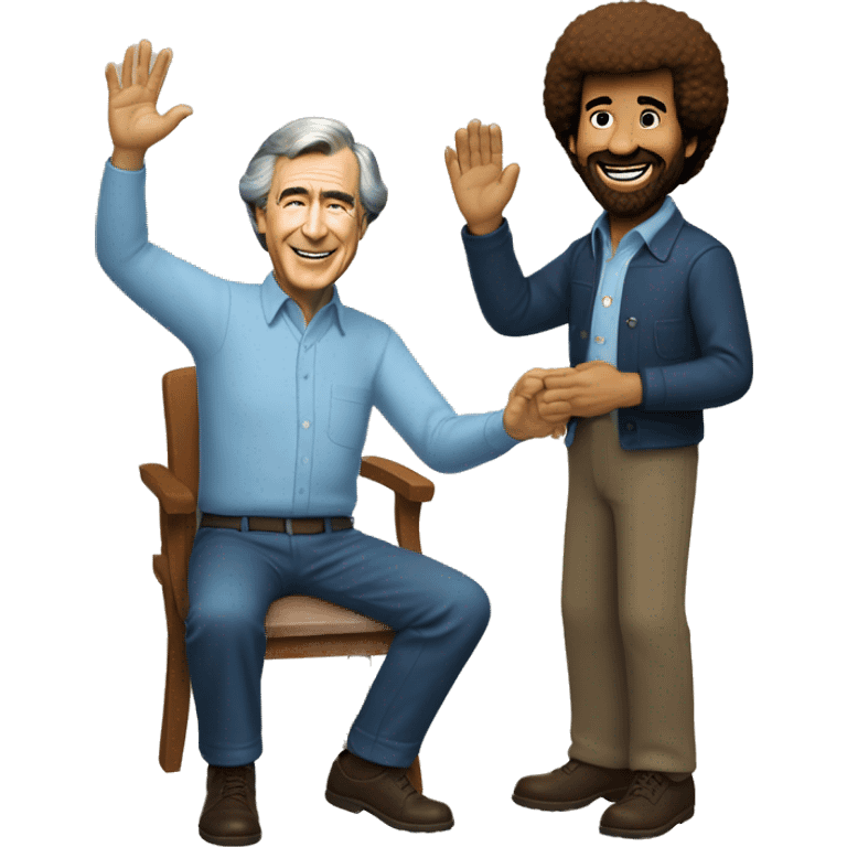 bob ross high fiving mr rogers emoji