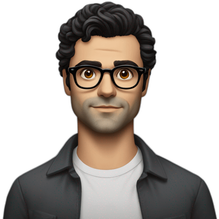 young oscar isaac with glasses and clean shaven thin face emoji