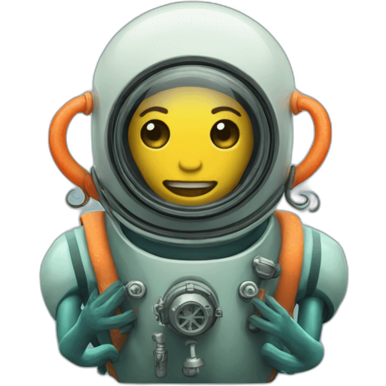 Deep sea diver with squid inside emoji