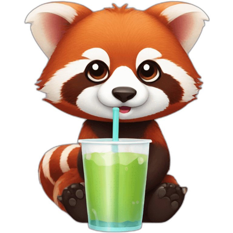 red panda drinking with a straw emoji