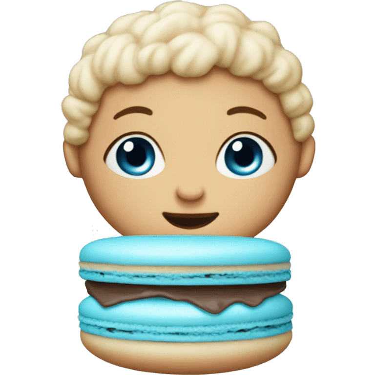 Realistic baby blue macaroon emoji