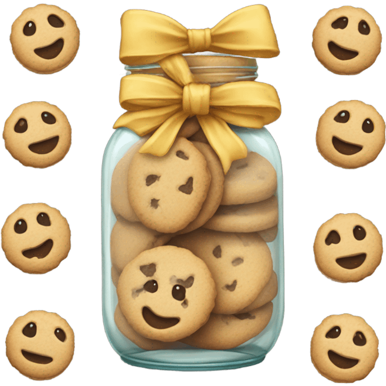 Mason jar with a bow on it with cookies inside  emoji