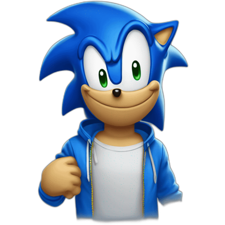 sonic con una playera azul que diga Mateo emoji