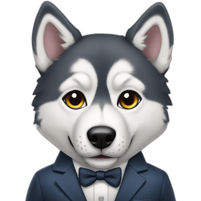 husky in a suit emoji