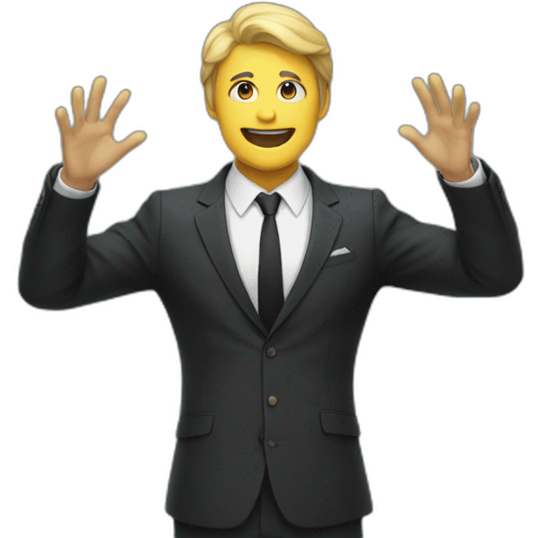 man in suit arms in the air summoning something emoji