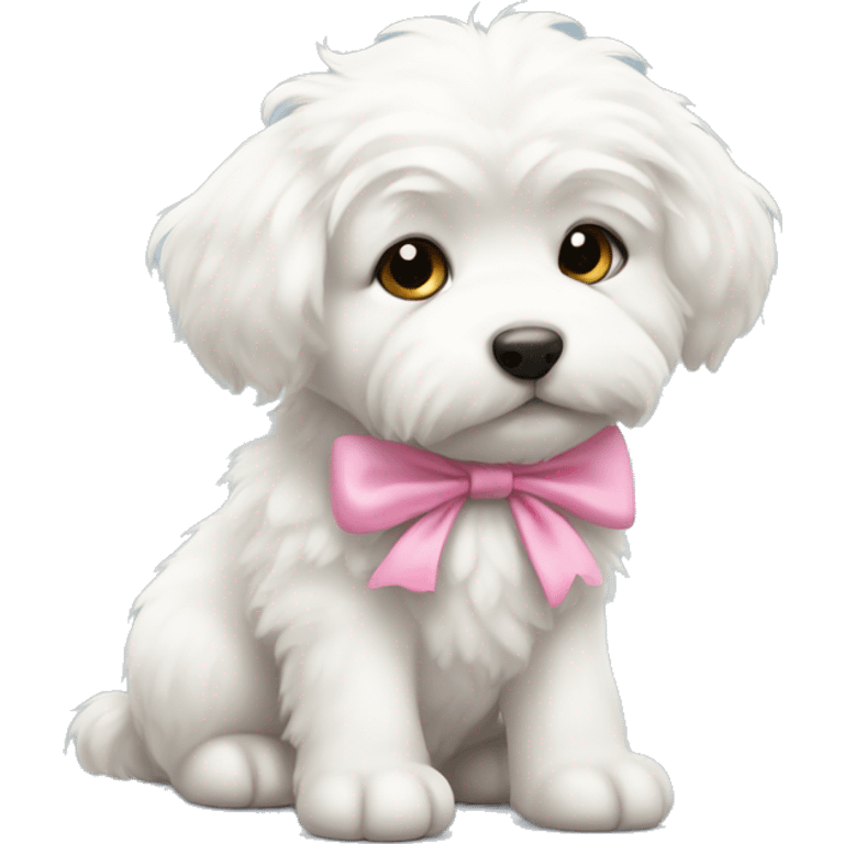 white fluffy puppy with pink bow emoji