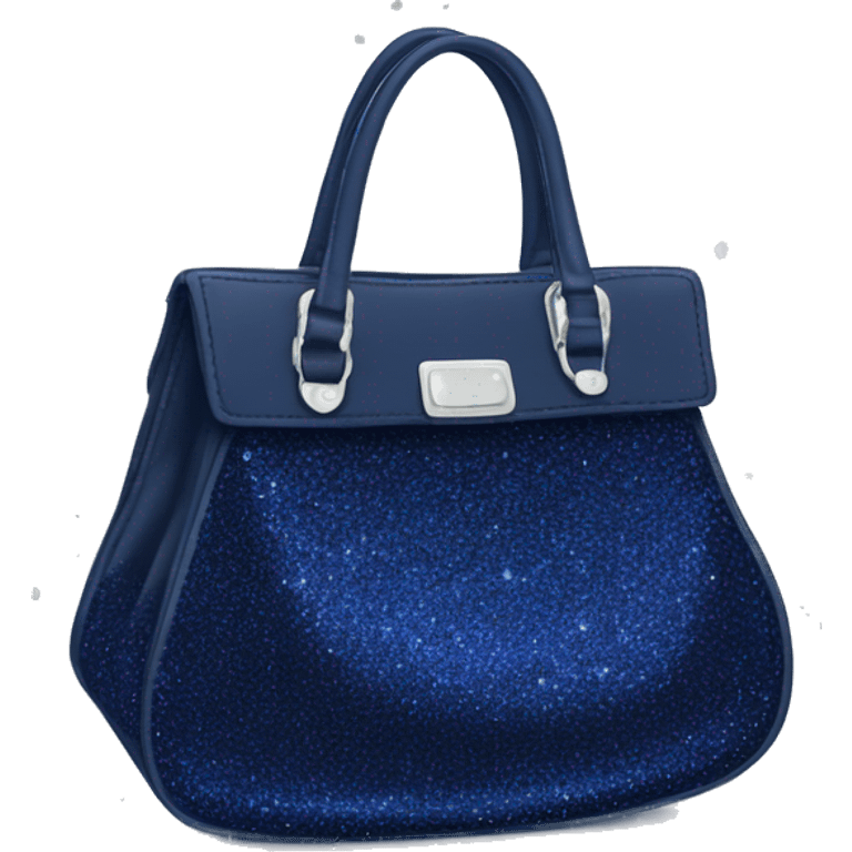 Realistic navy blue Sparkle glitter designer purse isolated.  emoji