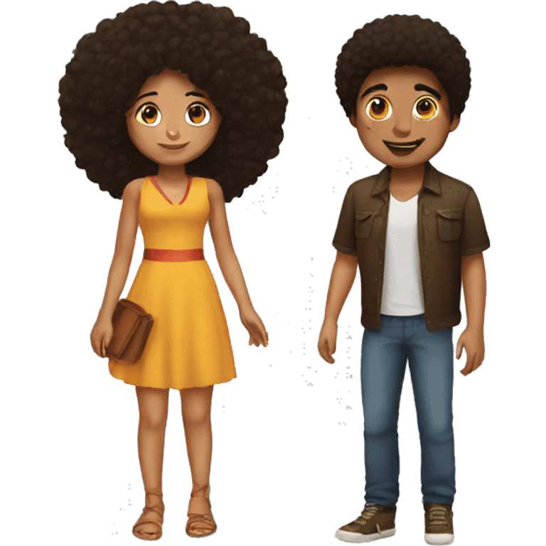 boy with afro and mexican girl emoji