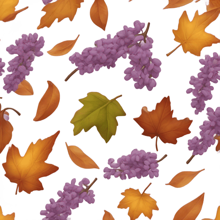 Autumn Leaves and lilacs are flying in the wind emoji