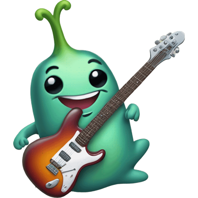 Happy slug playing electric guitar emoji