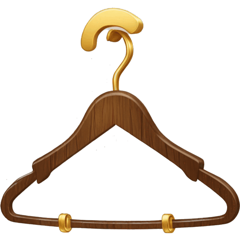 Clothes wooden hanger with golden mryal element emoji