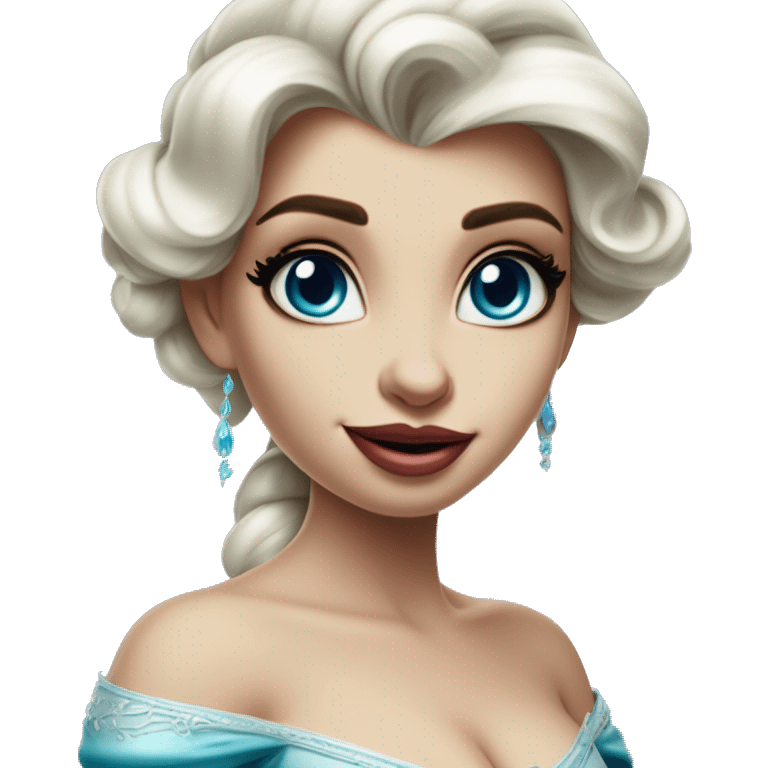 Jasmine Elsa in Uncle Scrooge style, oil paint, mysterious eyes, intricate lips, masterpiece portrait, beautiful, desirable, logical emoji