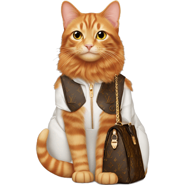 Ginger cat solo wearing Louise Vuitton bag emoji