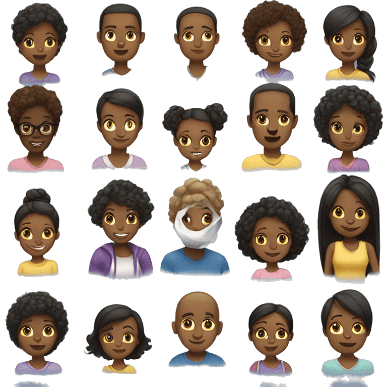 black family, mom, dad,teenage daughter, young daughter, twin girl toddlers emoji